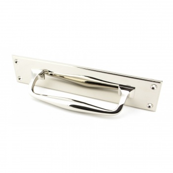 Polished Nickel 300mm Art Deco Pull Handle On Backplate