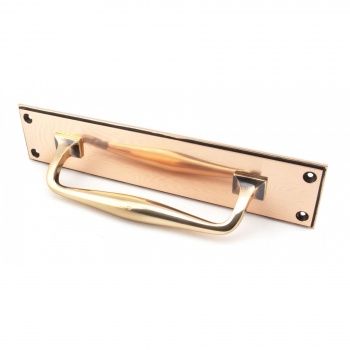 Polished Bronze 300mm Art Deco Pull Handle On Backplate