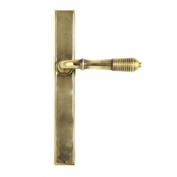 Aged Brass Reeded Slimline Lever Latch Set