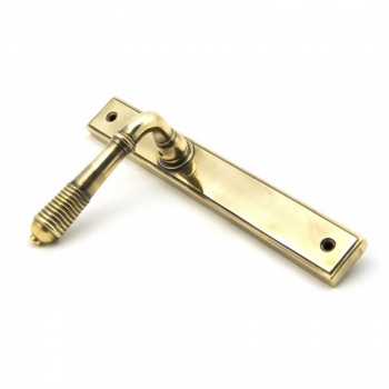 Aged Brass Reeded Slimline Lever Latch Set