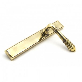 Aged Brass Reeded Slimline Lever Latch Set