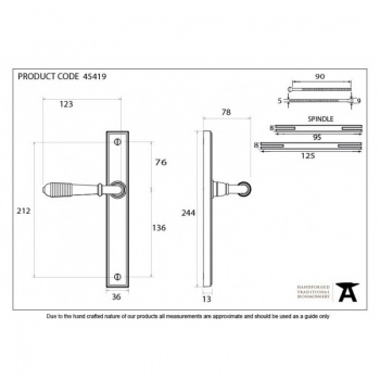 Aged Brass Reeded Slimline Lever Latch Set