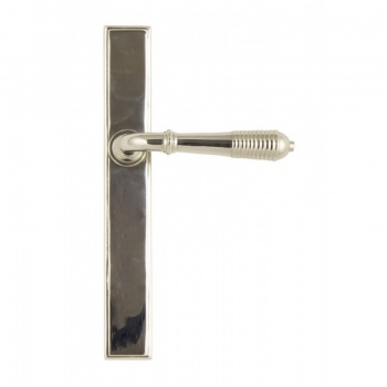 Polished Nickel Reeded Slimline Lever Latch Set