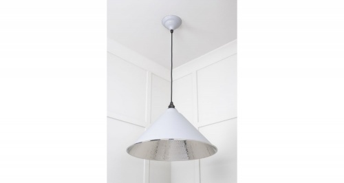 Hammered Nickel Hockley Pendant in Birch