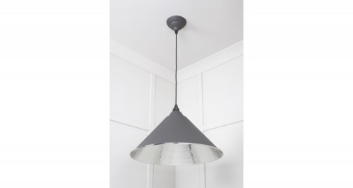 Hammered Nickel Hockley Pendant in Bluff