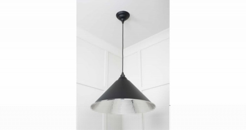 Hammered Nickel Hockley Pendant in Elan Black