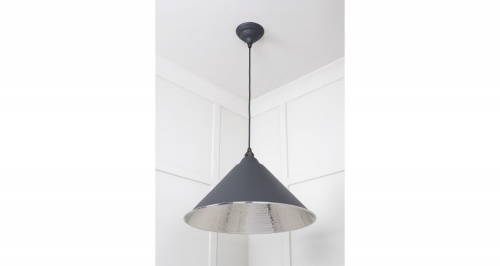 Hammered Nickel Hockley Pendant in Slate