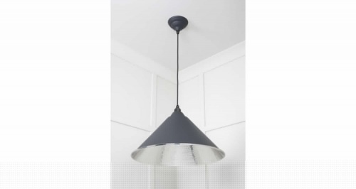 Hammered Nickel Hockley Pendant in Slate