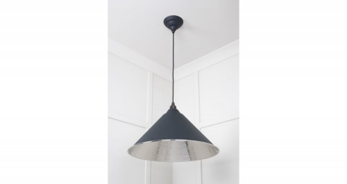 Hammered Nickel Hockley Pendant in Soot