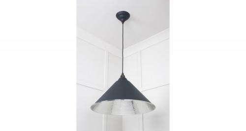 Hammered Nickel Hockley Pendant in Soot