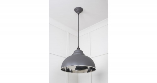 Hammered Nickel Harborne Pendant in Bluff