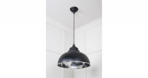 Hammered Nickel Harborne Pendant in Elan Black