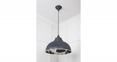 Hammered Nickel Harborne Pendant in Slate