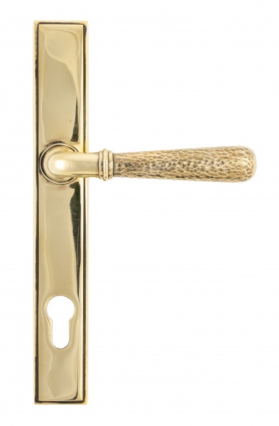 Aged Brass Hammered Newbury Slimline Espag. Lock Set