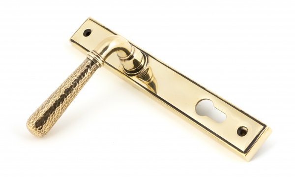 Aged Brass Hammered Newbury Slimline Espag. Lock Set