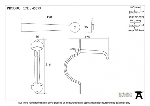 Pewter Gothic Thumblatch - XL