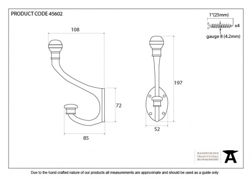 Pewter 7 3/4'' Hat & Coat Hook