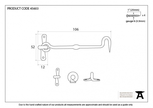 External Beeswax 4'' Forged Cabin Hook