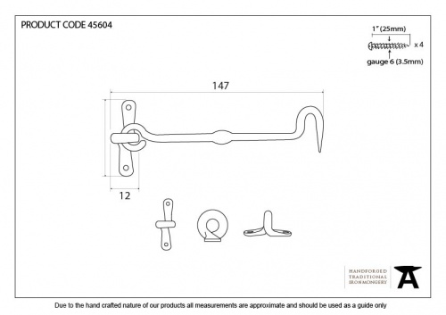 External Beeswax 6'' Forged Cabin Hook