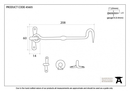 External Beeswax 8'' Forged Cabin Hook