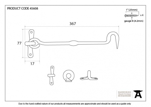 External Beeswax 14'' Forged Cabin Hook