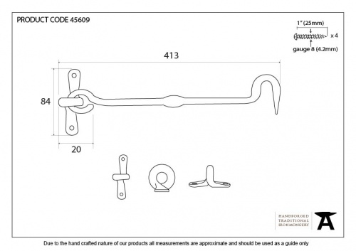 External Beeswax 16'' Forged Cabin Hook