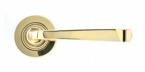 Aged Brass Avon Round Lever on Rose Set (Plain)