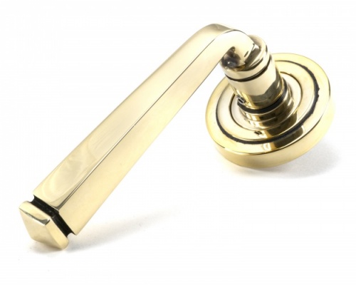 Aged Brass Avon Round Lever on Rose Set (Art Deco)