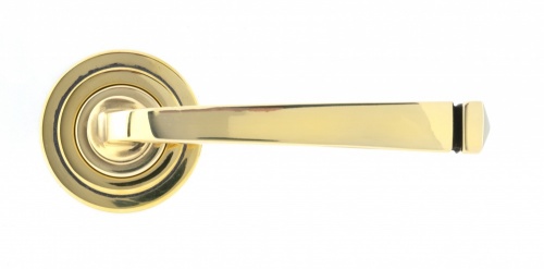 Aged Brass Avon Round Lever on Rose Set (Art Deco)