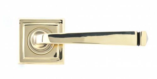 Aged Brass Avon Round Lever on Rose Set (Square)