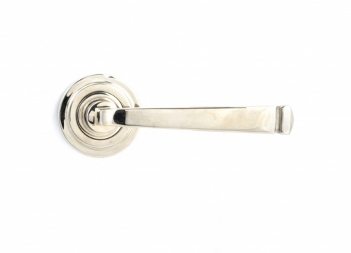 Polished Nickel Avon Round Lever on Rose Set (Art Deco)