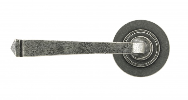 Pewter Avon Round Lever on Rose Set (Plain Rose)