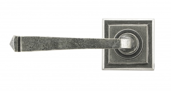 Pewter Avon Round Lever on Rose Set (Square Rose)