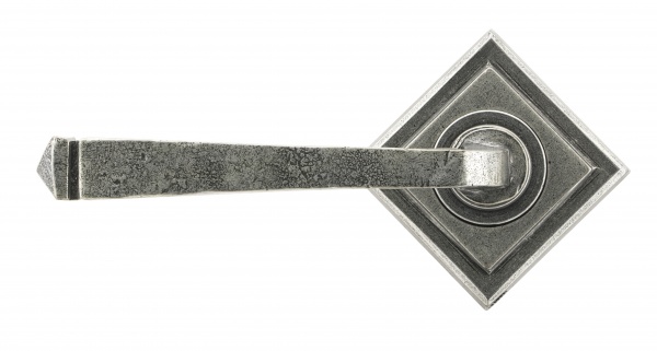 Pewter Avon Round Lever on Rose Set (Square Rose)