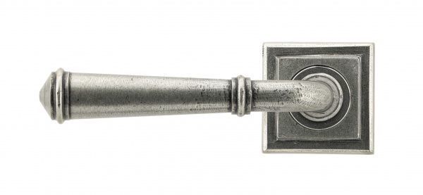 Pewter Regency Lever on Rose Set (Square Rose)