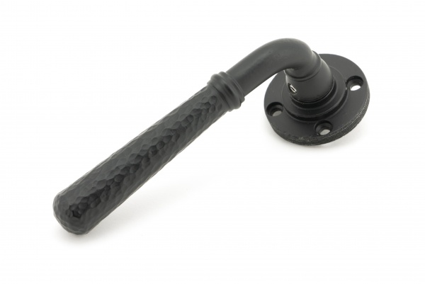 Matt Black Hammered Newbury Lever on Rose Set (Art Deco Rose)