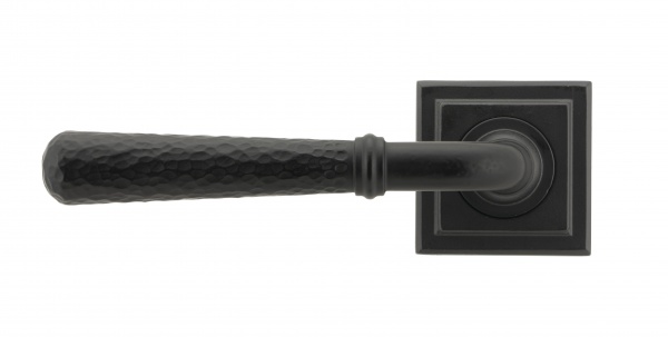 Matt Black Hammered Newbury Lever on Rose Set (Square Rose)