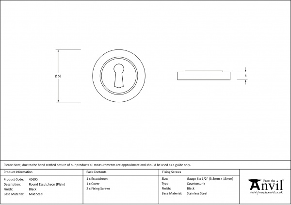 Black Round Escutcheon (Plain Rose)