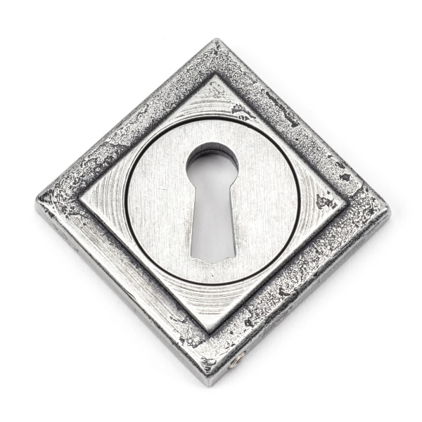 Pewter Round Escutcheon (Square Rose)