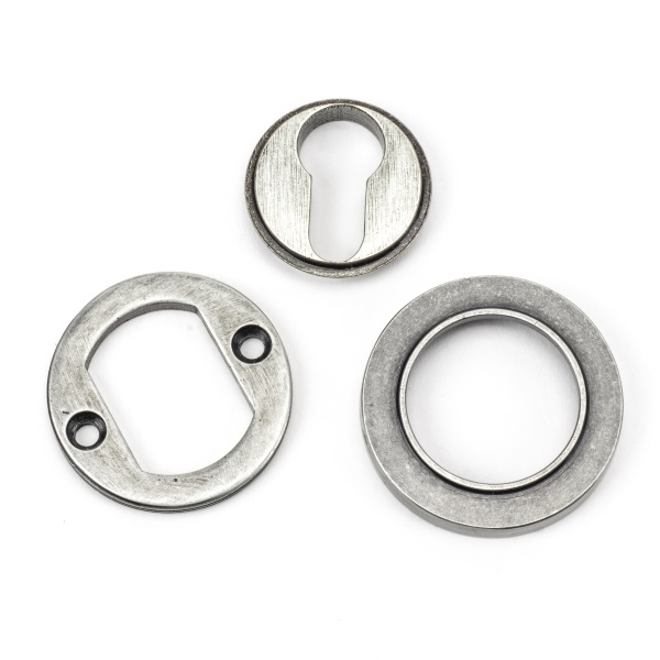 Pewter Round Euro Escutcheon (Plain Rose)