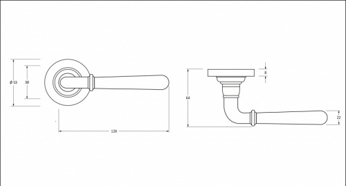 Aged Brass Newbury Lever on Rose Set (Plain)