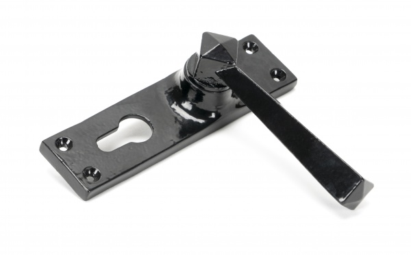 Black Straight Lever Euro Lock Set