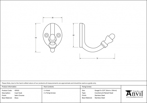 Satin Chrome Coat Hook