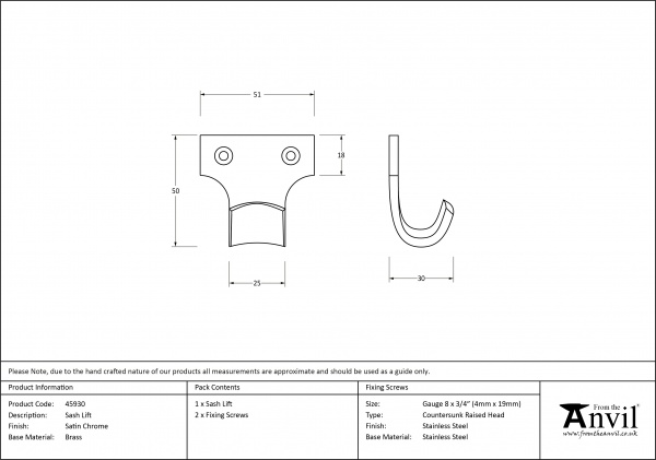 Satin Chrome Sash Lift