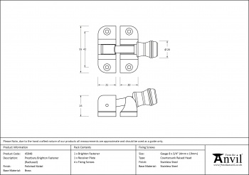 Polished Nickel Prestbury Brighton Fastener (Radiused)