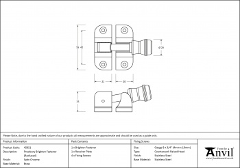 Satin Chrome Prestbury Brighton Fastener (Radiused)