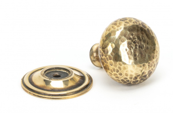 Aged Brass Hammered Mushroom Cabinet Knob 38mm