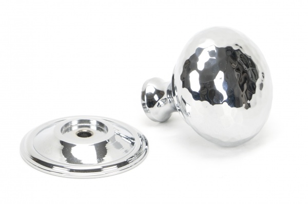 Polished Chrome Hammered Mushroom Cabinet Knob 38mm