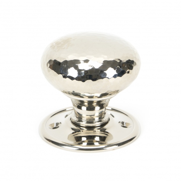 Polished Nickel Hammered Mushroom Mortice/Rim Knob Set