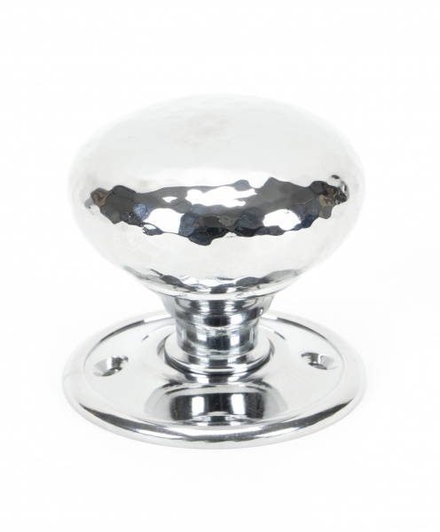 Polished Chrome Hammered Mushroom Mortice/Rim Knob Set